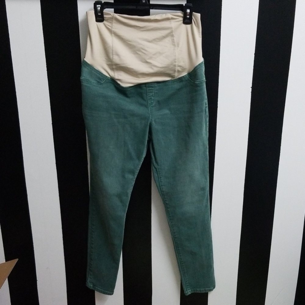 Ingrid & Isabel Maternity Green Skinny Jeans Sz 10